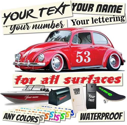 Vista 2 de Adhesivo para parachoques de 1 x 12 pulgadas, nombre personalizado, número de texto, Dceal, calcomanía de texto personalizada