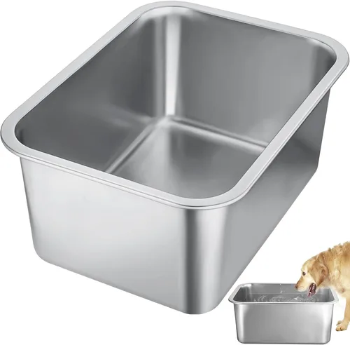Vista 9 de Cuencos grandes para perros de 1.5 galones, tazón de acero inoxidable de grado alimenticio para agua y comida para perros, sin derrames, alta