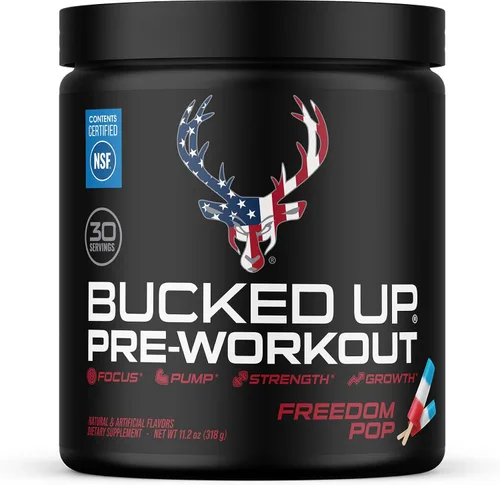 Vista 7 de Bucked Up Pre Workout 6 gramos de citrulina, 2 gramos de beta alanina y 3 otros ingredientes de marca registrada (Blue Raz)