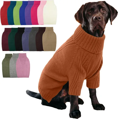 Vista 16 de IECOii Suéter de perro salchicha de cuello alto para perros pequeños, medianos y hembras, elástico y transpirable, abrigo de punto cálido, para Negro
