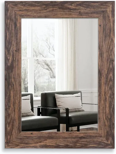 Vista 16 de Syndra Espejo Rectangular con Marco Rústico de 20x28'' Montado en Pared Espejo de Tocador Rústico con Marco de Madera Grande Espejo de Baño