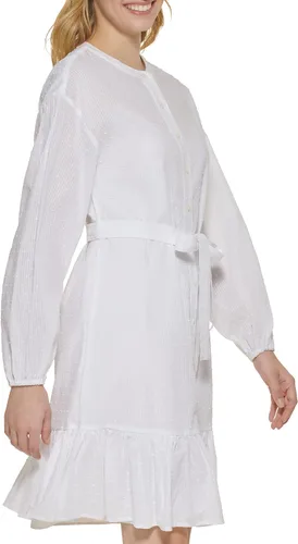Vista 7 de Tommy Hilfiger Women's Chambray Stripe Long Sleeve Shirt Dress