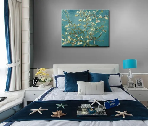 Vista 4 de msspart Almendro en flor por Vincent Van Gogh Pinturas al óleo reproducción, Impresión Giclee en lienzo Arte en pared para dormitorio, baño