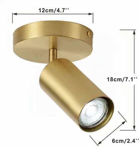 Vista 2 de BOKT Kit de iluminación LED moderna de riel de 1 luces, accesorios de foco de oro cepillado, montaje en techo de latón mate para interiores, lámpara