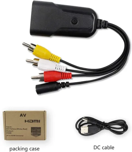 Vista 6 de Convertidor compuesto a HDMI, RCA AV a HDMI compatible 1080P con cable de alimentación de CC, para PS One, PS2, PS3, WII, WII U y SEGA Video
