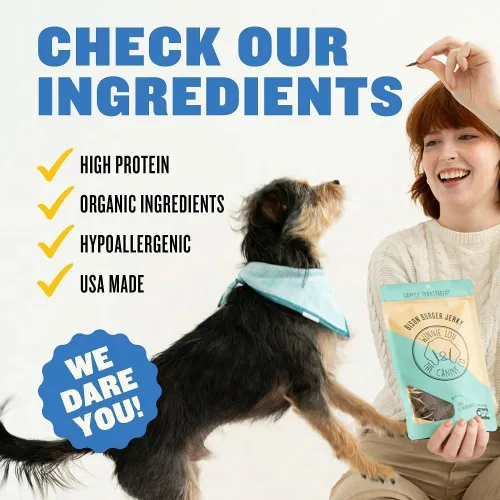 Vista 4 de Winnie Lou Bison Burger Jerky - Golosinas para perros, ingredientes limitados, grado humano, golosinas de entrenamiento para perros pequeños