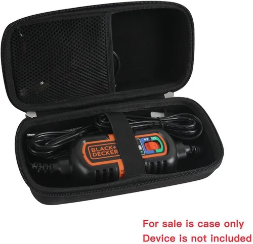 Vista 3 de Estuche de viaje duro EVA compatible con Black+Decker BM3B 6V y 12V cargador de batería automático/mantenedor por Hermitshell