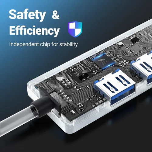Vista 5 de Concentrador USB 4 en 1, concentrador USB 3.0, concentrador de datos USB súper delgado, adaptador USB 3.0 para adaptador multipuerto, concentrador
