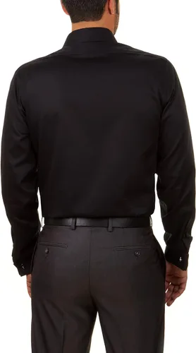 Vista 2 de Calvin Klein Camisa de vestir para hombre ajuste delgado sin hierro espiga francesa