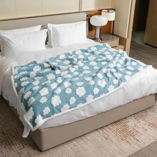 Vista 21 de Manta impermeable para mascotas, funda de cama para perro, sofá, elegante manta de jacquard para mascotas, para cachorros, gatos, lavable, Nube azul