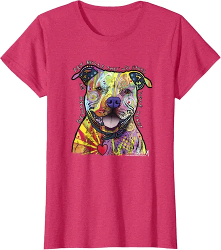 Vista 10 de Beware Of Pit Bulls, Dean Russo Pitbull Original - Camiseta para amantes de los perros, Negro