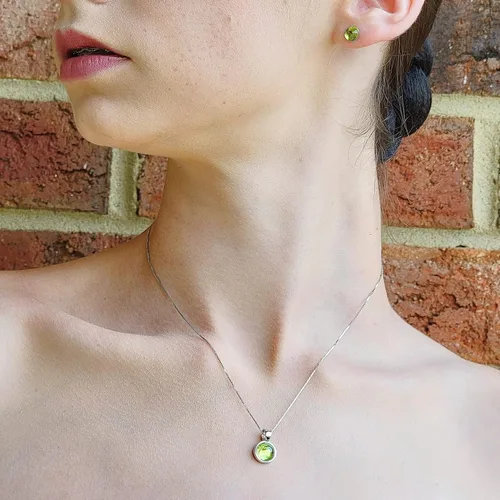 Vista 75 de Pendientes naturales de 0.236 in con chapado en oro blanco sobre plata de ley, bisel cabujón de piedras preciosas regalo de joyería para ella