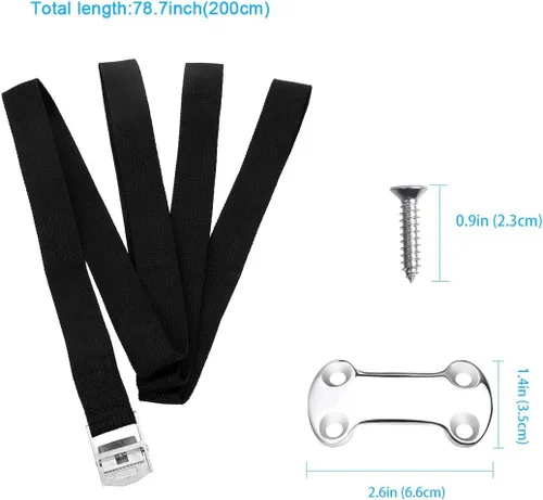 Vista 4 de Kit de Correa de Amarre Universal para Enfriadores, Kit de Amarre para Correas de Enfriadores, Correa de Amarre con Hebilla de Leva Compatible