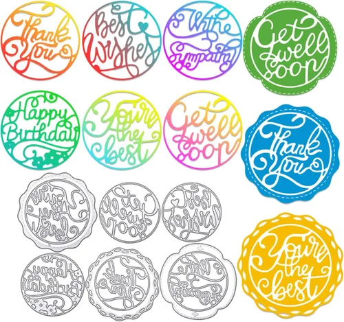 Vista 11 de ORIGACH 3 piezas de troqueles de corte de metal para el Día de la Madre y Feliz Día del Padre, plantillas de estampado en relieve para manualidades