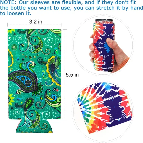 Vista 2 de 8 fundas delgadas para enfriar latas de 12 onzas para cerveza delgada y soda dura, soporte para enfriar latas altas y delgadas de neopreno colorido