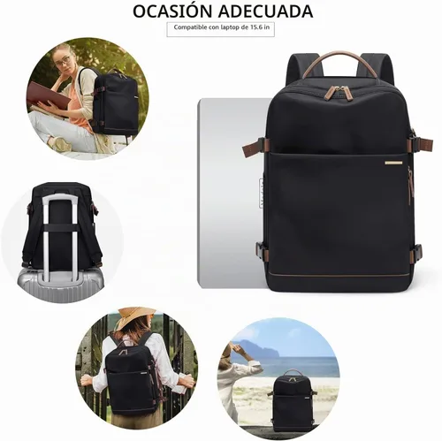 Vista 10 de GOLF SUPAGS Mochila para laptop con compartimento separado para laptop de 15.6 pulgadas, bolsa de computadora de gran capacidad para mujeres Negro