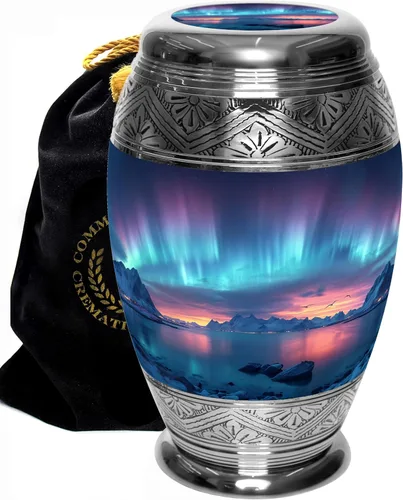 Vista 15 de Commemorative Cremation Urns Urnas de cremación personalizadas decorativas hechas a mano para mujeres (aurora boreal extragrandes)