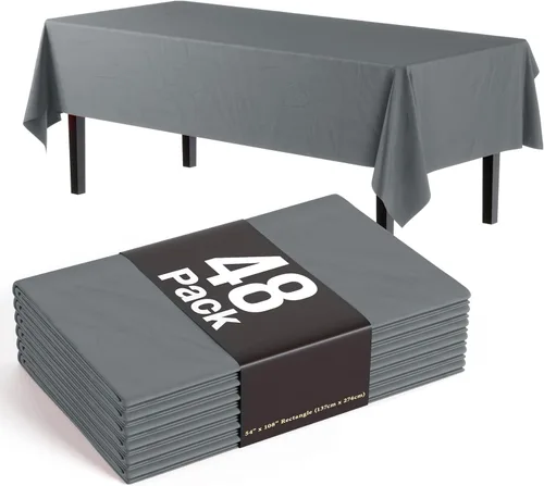 Vista 8 de Exquisite Mantel rectangular negro de 54 x 108 pulgadas, paquete de 48