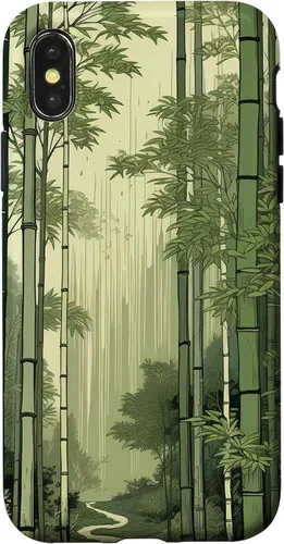 Vista 4 de Funda para iPhone 14 con diseño de bosque japonés de bambú vintage Ukiyo-e Art