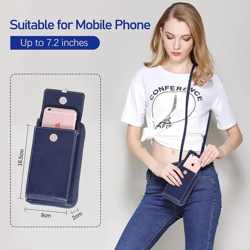 Vista 2 de HUANLANG Bolsos cruzados pequeños para teléfono celular de cuero para mujer