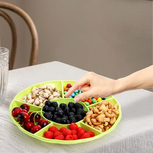 Vista 8 de Frcctre Paquete de 20 platos desechables de plástico para servir aperitivos, 12 pulgadas, 6 seccionales divididos para aperitivos, nueces, dulces