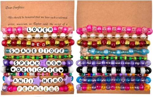 Vista 8 de Gpurplebud Pulseras y calcomanías de amistad, pulseras de cuentas o pulseras de arcilla polimérica, traje inspirado en álbum, regalos para fanáticos