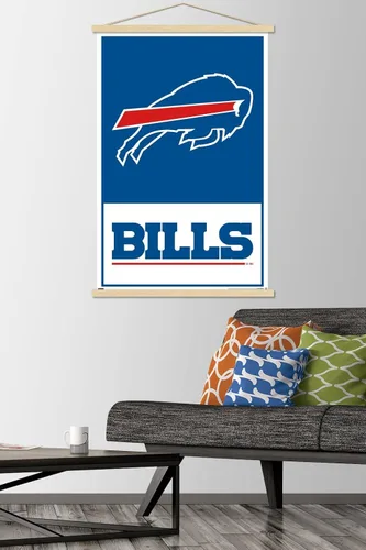 Vista 2 de Trends International NFL Buffalo Bills - Póster de pared con logotipo 21, 22.37 x 34.00 pulgadas, impresión prémium y colgador de madera de haya