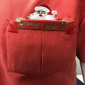 Vista 5 de Bamboo Cay Camisa de Navidad con botones bordados de Papá Noel para hombre