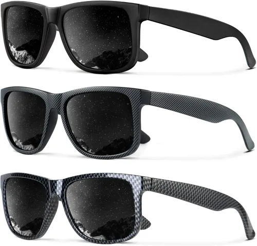Vista 24 de KALIYADI Sunglasses Men Polarized Sun glasses for Mens Womens Classic Matte Black Frame UV Protection 3pack negro + negro + amarillo + amarillo