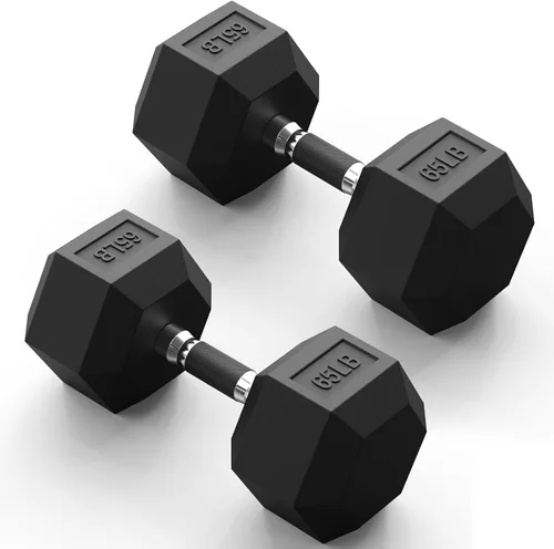Vista 10 de Hex Dumbbell Set 2.5-100lb, Rubber Grip Dumbbells, Home Gym Complete & Durable Cast Iron Core Odorless Antiroll Hex Shape Ergonomic Versatile Home