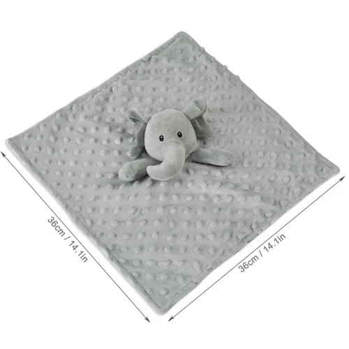 Vista 2 de BORITAR Manta de seguridad para bebé de elefante, suave manta de punto minky con bonito patrón de animales, manta de peluche para recién nacido