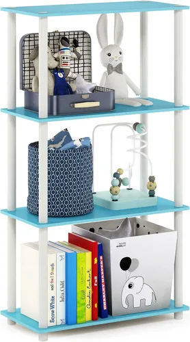 Vista 54 de Furinno Turn-N-Tube - Estantes de almacenamiento, estante para libros de 3 niveles, estante esquinero, estantes abiertos sin herramientas
