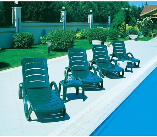 Vista 2 de Compamia Sunrise Pool Chaise Lounge en verde (juego de 4)