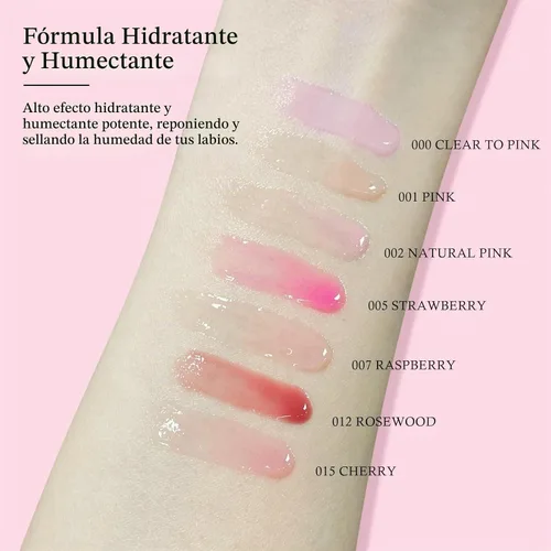 Vista 4 de KYDA Aceite de brillo labial hidratante, brillo labial de aceite hidratante transparente voluminizador, aceite labial teñido para el cuidado