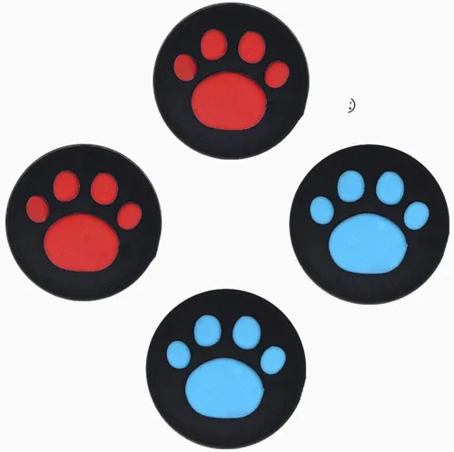 Vista 2 de Juego de 4 tapas de silicona para Nintendo Switch NS Nitendo Switch Lite NS JoyCon (2 rojos, 2 azules)