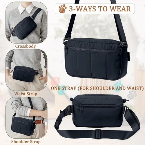 Vista 2 de Bolsa de golosinas para perros con clicker elegante bolsa cruzada para pasear perros, bolsa 3 en 1 para entrenamiento de perros con forro
