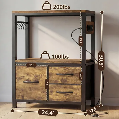 Vista 7 de Heybly Soporte para pecera de 10 a 20 galones, soporte para acuario con cajón, toma de corriente, marco de metal resistente, para pecera, terrario