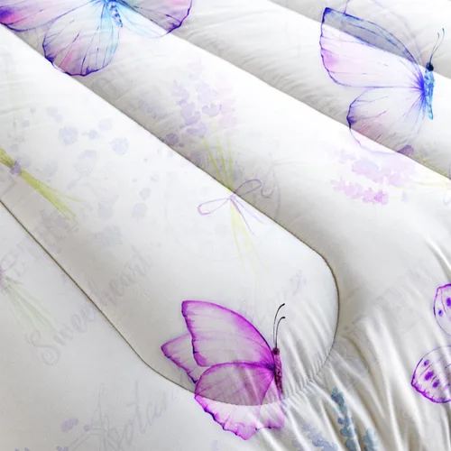 Vista 5 de Juego de edredón de mariposa tamaño individual para niñas, niños y adultos, juego de ropa de cama con patrón de flores de lavanda, juego de cama