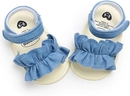 Vista 5 de COSANKIM Sandalias de verano para bebés y niñas con suela suave de flores, zapatos de vestir para cuna, recién nacidos, para recién nacidos