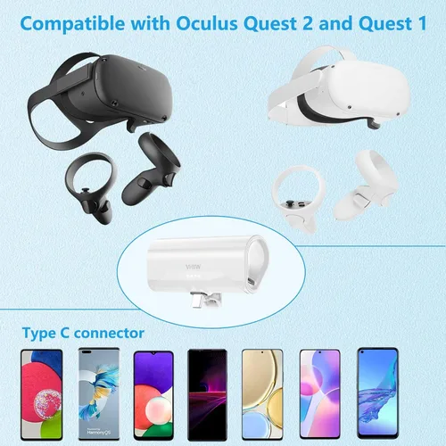 Vista 4 de VHBW 4800mAh Battery Pack for OculusMeta Quest 2 and Quest, Elite Strap, Portable Power Bank for Oculus Quest 2 Accessories, Fast Charging VR