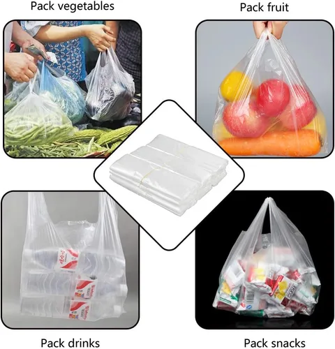 Vista 5 de Begale 480 bolsas de plástico para compras, bolsas de transporte reutilizables Reusable Carryout Bags for Small Business Grocery