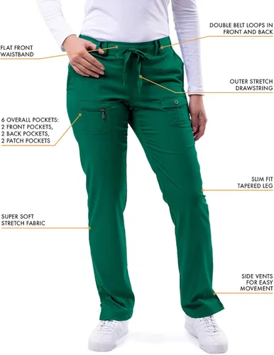 Vista 4 de Adar Pro - Conjunto para mujer camiseta con cuello en V y pantalones con múltiples bolsillos para trabajo ropa de enfermera