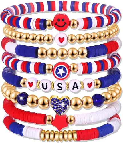 Vista 88 de Surfer Heishi - Pulseras apilables para mujer, apilables, de vinilo arcoíris, disco de arcilla, pulseras elásticas para la amistad, joyería bohemia