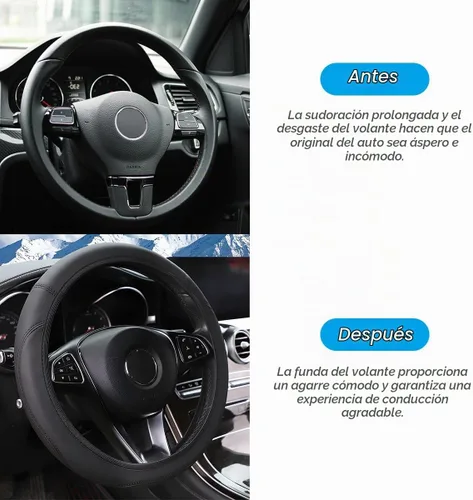 Vista 3 de Zpana Funda para volante de automóvil, de cuero elástico sin anillo interior, protector para volante de vehículo de 14.5 a 15 pulgadas, accesorios