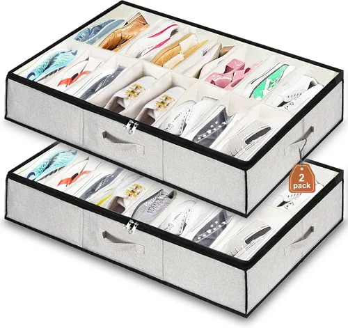Vista 9 de homyfort Organizador de almacenamiento de zapatos debajo de la cama para armario, contenedor extra grande para zapatos debajo de la cama, paquete