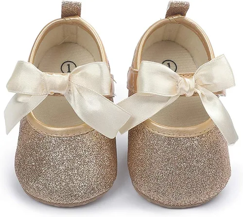 Vista 5 de Timatego Zapatos planos Mary Jane para bebé, con lazo de encaje, suela suave, antideslizante, para recién nacido, para primeros pasos, boda