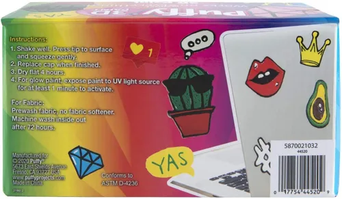 Vista 3 de Puffy Bulk Buy Paint - Juego de 30 pinturas 3D no tóxicas de alta calidad. Seguro para niños, ideal para proyectos escolares, permanente en tela