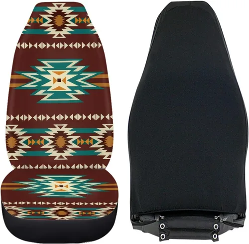 Vista 4 de CLOHOMIN Funda de asiento delantero con estampado de nativos americanos del suroeste para automóvil, SUV, camión, navajo, indio, tribal, geometría