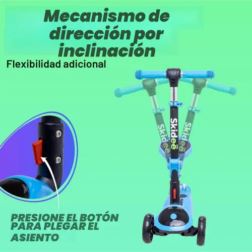 Vista 4 de SKIDEE Kick Scooter for Kids Ages 3-5 Foldable 3 Wheel Scooter with Lean-to-Steer, Adjustable Height, Removable Seat & LED Light Wheels Toddler