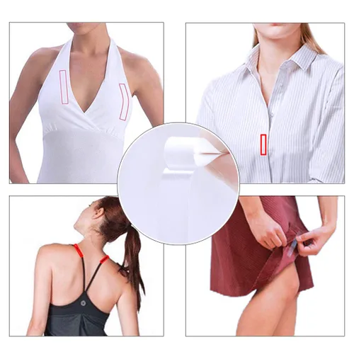 Vista 4 de Cinta corporal de doble cara para ropa a piel, cinta de vestir con dispensador de 16.4 pies, transparente